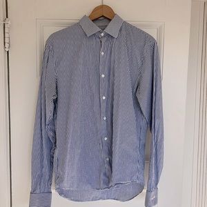 Sandro blue and white striped shirt . 40. Fits like a medium